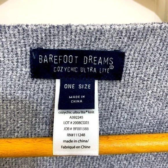 Barefoot Dreams Navy and Gray Striped Poncho - Picture 5 of 7